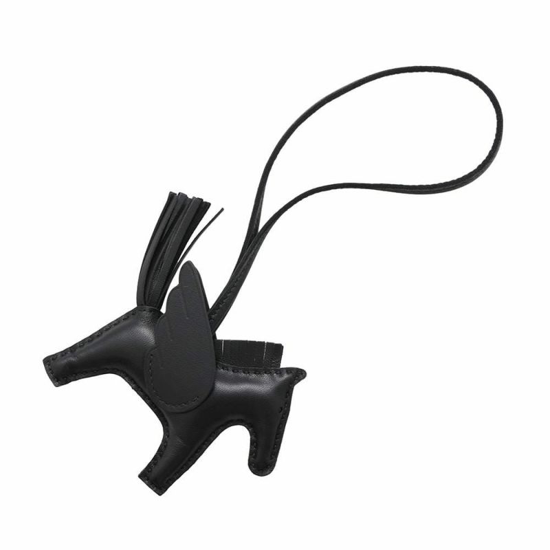 エルメス バッグチャーム ロデオPM ペガサス ブラック ラムスキン K刻印 黒 ソーブラック