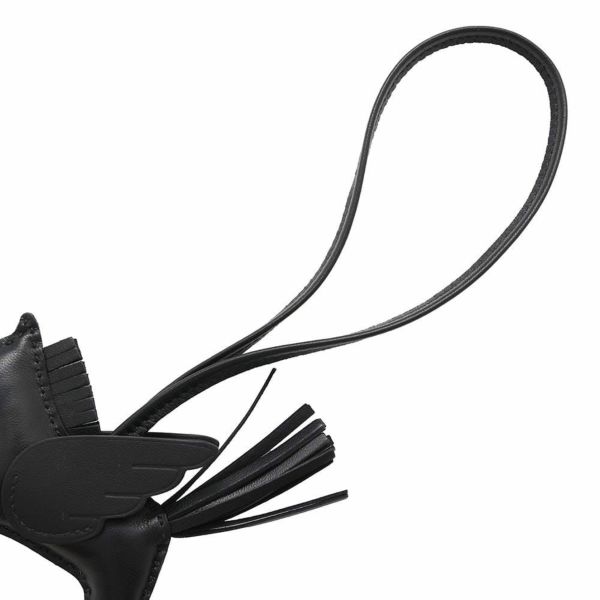 エルメス バッグチャーム ロデオPM ペガサス ブラック ラムスキン K刻印 黒 ソーブラック