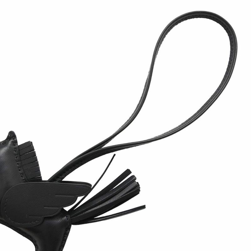 エルメス バッグチャーム ロデオPM ペガサス ブラック ラムスキン K刻印 黒 ソーブラック