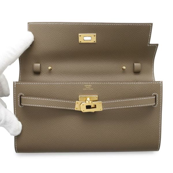 エルメス ケリーウォレット ロング トゥーゴー エトゥープ/ゴールド金具 エプソン K刻印