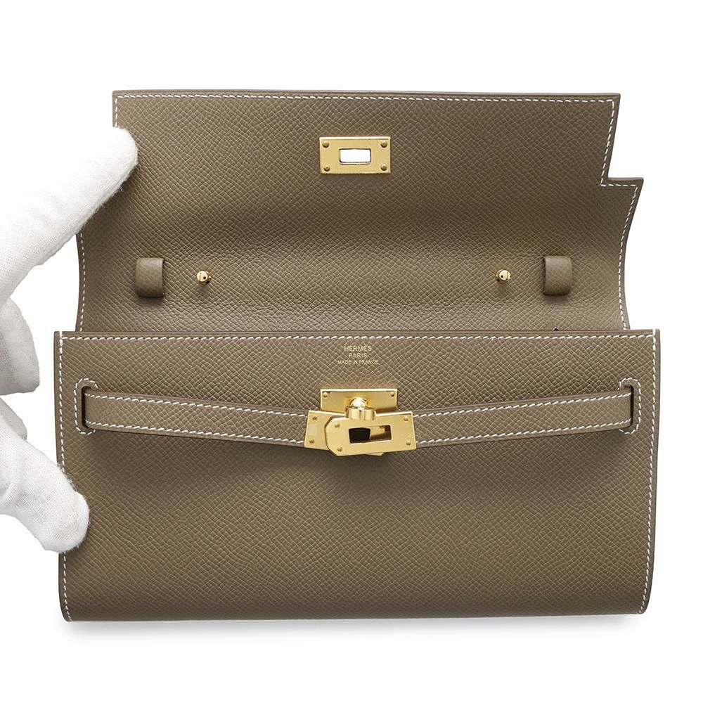 エルメス ケリーウォレット ロング トゥーゴー エトゥープ/ゴールド金具 エプソン K刻印