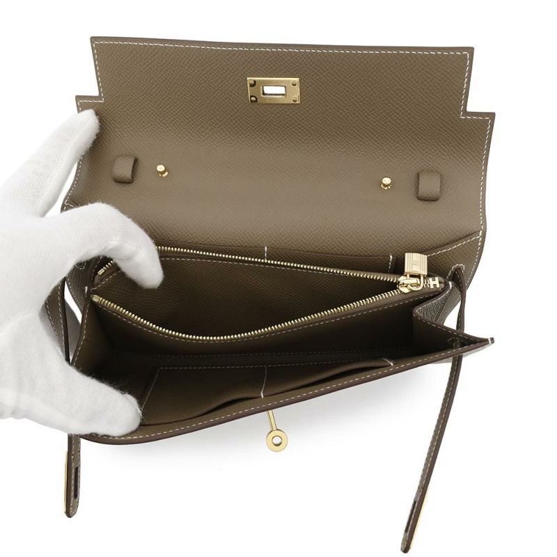 エルメス ケリーウォレット ロング トゥーゴー エトゥープ/ゴールド金具 エプソン K刻印