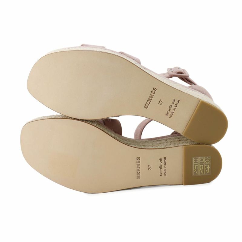 エルメス サンダル エルダ エスパドリーユ レザー ベロア レディースサイズ37 HERMES 靴