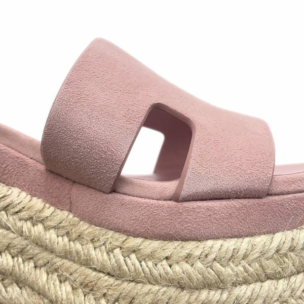 エルメス サンダル エルダ エスパドリーユ レザー ベロア レディースサイズ37 HERMES 靴