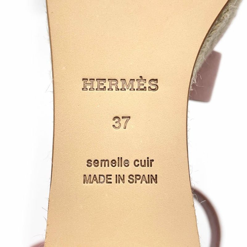 エルメス サンダル エルダ エスパドリーユ レザー ベロア レディースサイズ37 HERMES 靴
