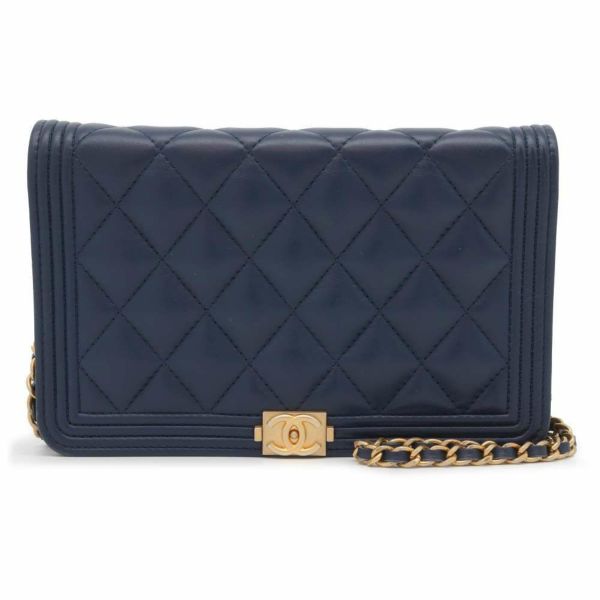 シャネル チェーンウォレット ボーイシャネル マトラッセ ココマーク ラムスキン A80287 CHANEL 財布