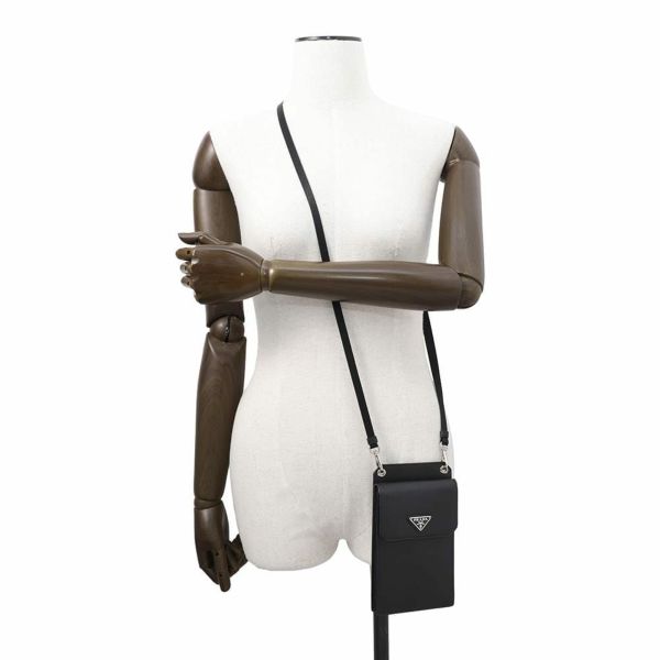 プラダ スマートフォンホルダー サフィアーノレザー 2ZH068 PRADA カードホルダー 黒