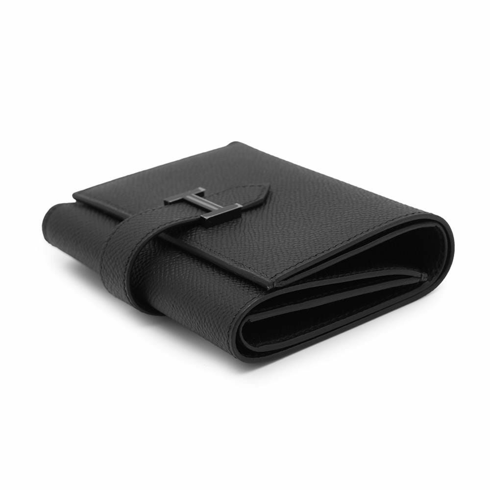 エルメス 三つ折り財布 ベアンコンビネ モノクローム ブラック/ブラック金具 エプソン B刻印 黒