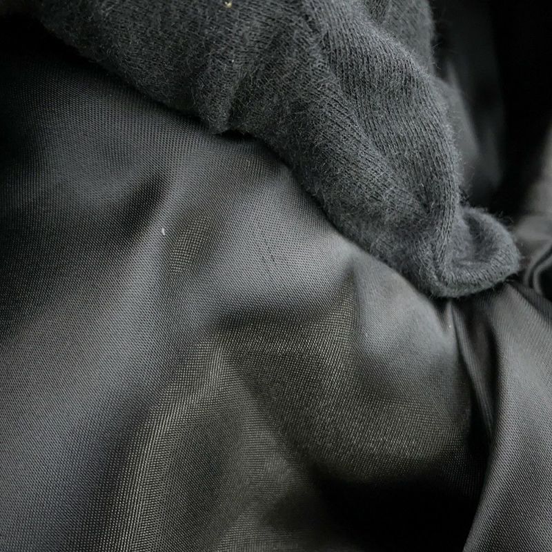 ルイヴィトン ジャケット ロゴワッペン レザー切り替え ベースボールジャケット レザー メンズサイズ44 スタジャン 黒 ブラック