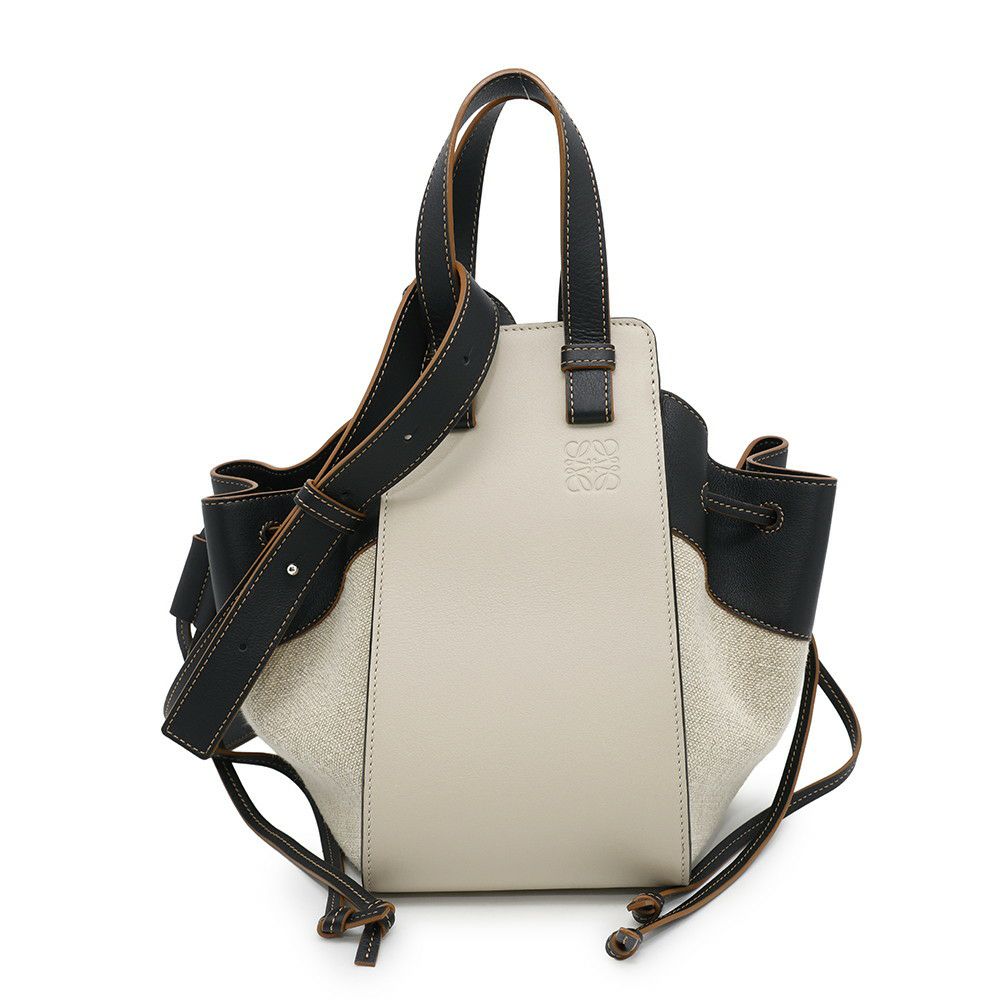 ロエベ ハンドバッグ ハンモック スモール リネン レザー A538Z95X09 LOEWE 2way 黒