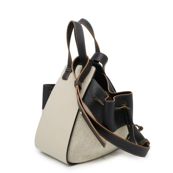 ロエベ ハンドバッグ ハンモック スモール リネン レザー A538Z95X09 LOEWE 2way 黒