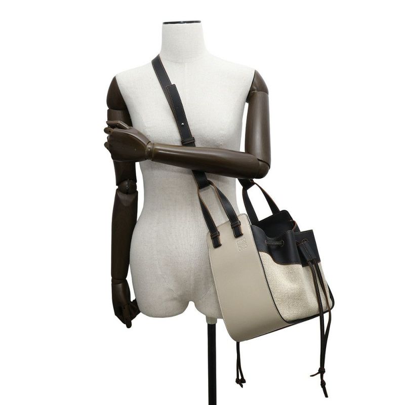 ロエベ ハンドバッグ ハンモック スモール リネン レザー A538Z95X09 LOEWE 2way 黒