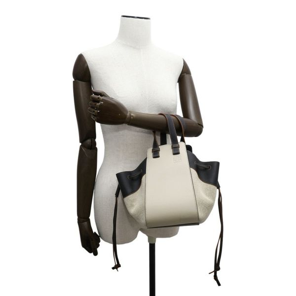 ロエベ ハンドバッグ ハンモック スモール リネン レザー A538Z95X09 LOEWE 2way 黒