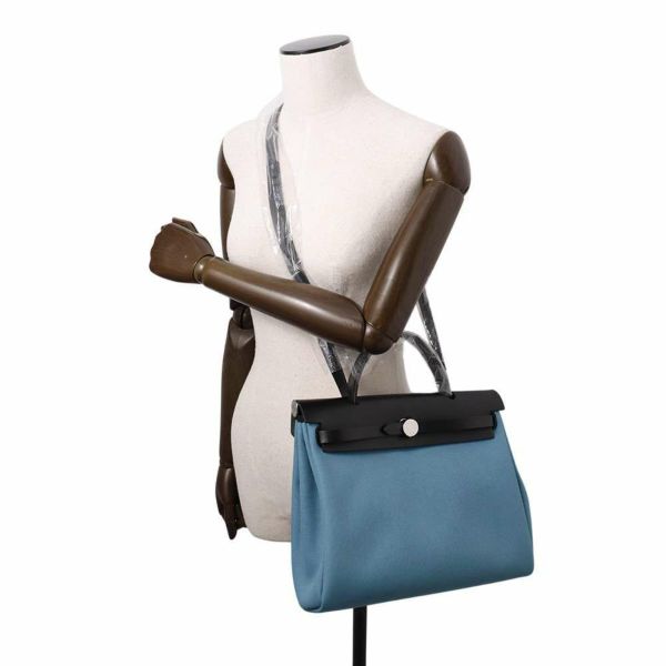 エルメス エールバッグジップPM ブラック/ニューブルージーン/シルバー金具 トワルオフィシエ/ヴァッシュハンター W刻印