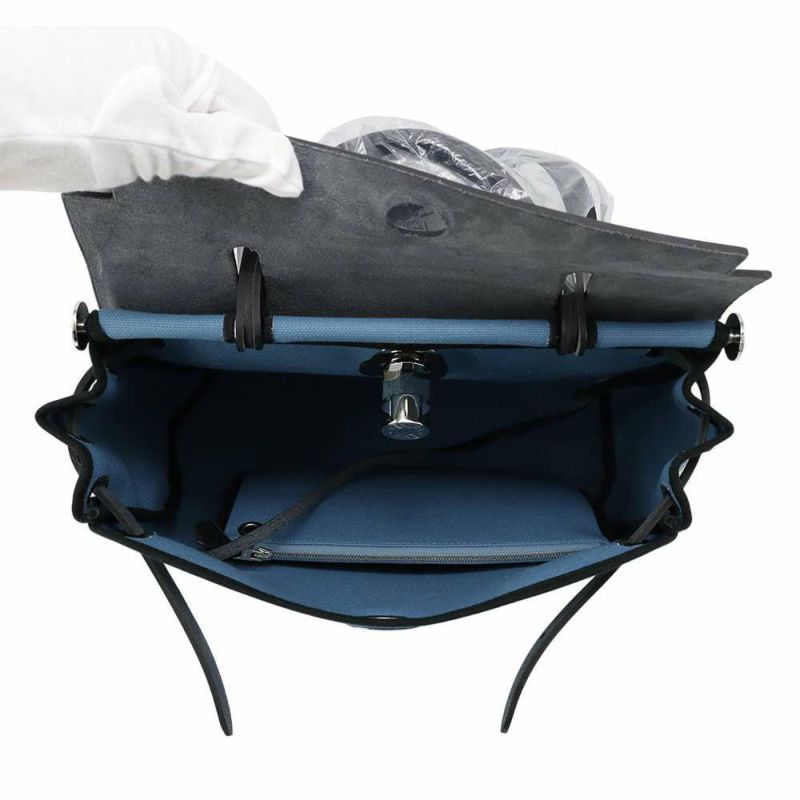 エルメス エールバッグジップPM ブラック/ニューブルージーン/シルバー金具 トワルオフィシエ/ヴァッシュハンター W刻印