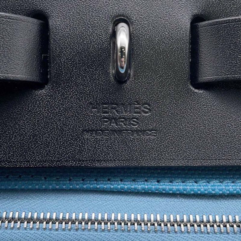 エルメス エールバッグジップPM ブラック/ニューブルージーン/シルバー金具 トワルオフィシエ/ヴァッシュハンター W刻印