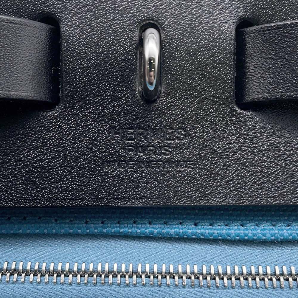 エルメス エールバッグジップPM ブラック/ニューブルージーン/シルバー金具 トワルオフィシエ/ヴァッシュハンター W刻印