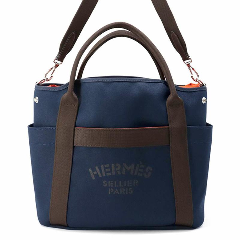 エルメス サックドパンサージュ グルーム SAC DE PANSAGE GROOM ネイビー/フー W刻印 2way