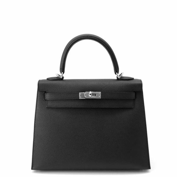 クラシック エルメス ブラック/シルバー金具 外縫い ケリー25 ハンドバッグ バッグ