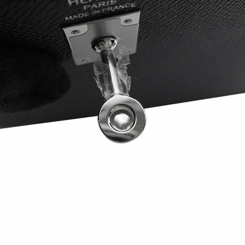 エルメス ハンドバッグ ケリー25 外縫い ブラック/シルバー金具 エプソン K刻印 2wayショルダー 黒