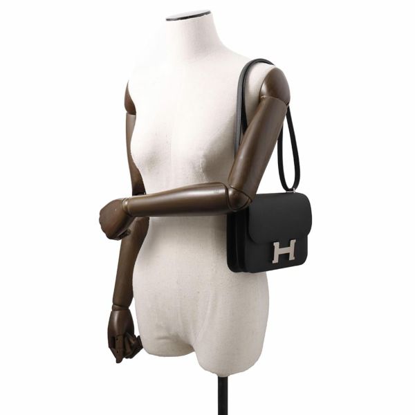 エルメス ミニ コンスタンス3 ミロワール ブラック/シルバー金具 エプソン W刻印 黒