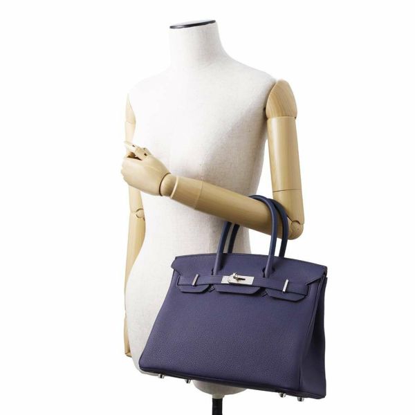 エルメス バーキン30 ブルーネイビー/シルバー金具 トゴ B刻印 HERMES Birkin ハンドバッグ