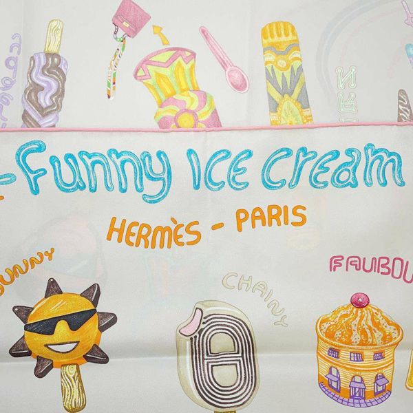 エルメス スカーフ カレ70 ファニー・アイスクリーム FUNNY ICE CREAM HERMES シルク 2024春夏