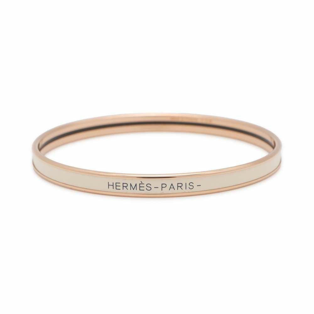 エルメス バングル エナメルブレスレット ユニ クレーム/ピンクゴールド金具 HERMES アクセサリー