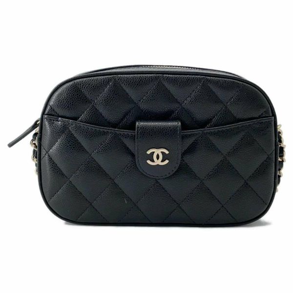 シャネル チェーンショルダーバッグ マトラッセ ココマーク キャビアスキン AP3998 CHANEL 黒