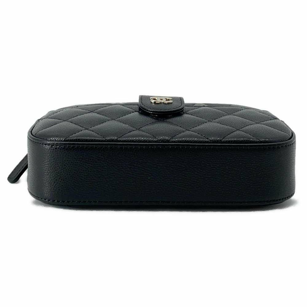シャネル チェーンショルダーバッグ マトラッセ ココマーク キャビアスキン AP3998 CHANEL 黒