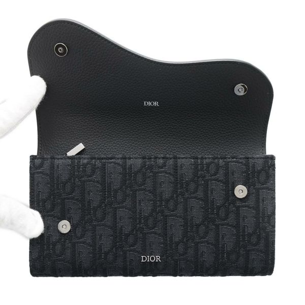 クリスチャン・ディオール 長財布 オブリーク サドル ロングウォレット ジャカード 2ADBC321YKS Christian Dior 黒 トロッター