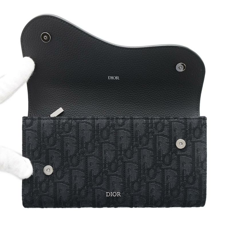 クリスチャン・ディオール 長財布 オブリーク サドル ロングウォレット ジャカード 2ADBC321YKS Christian Dior 黒 トロッター