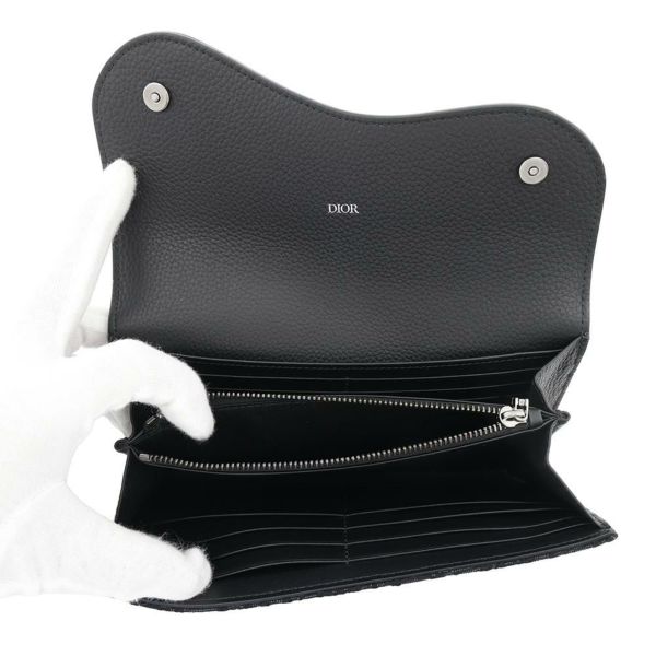 クリスチャン・ディオール 長財布 オブリーク サドル ロングウォレット ジャカード 2ADBC321YKS Christian Dior 黒 トロッター