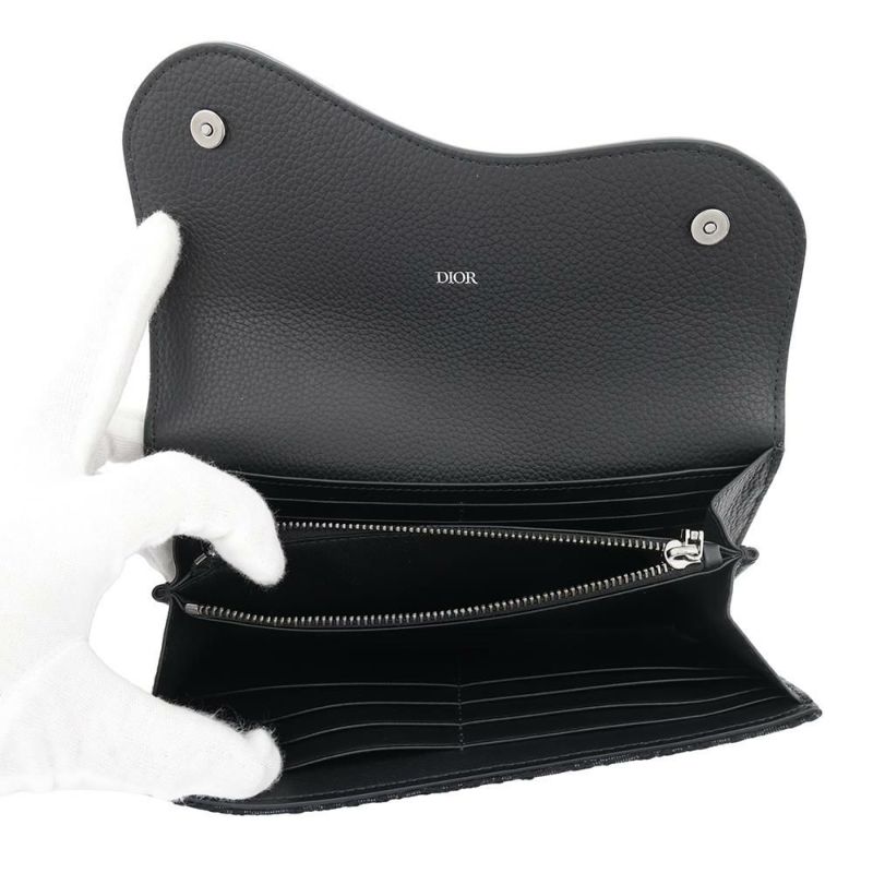 クリスチャン・ディオール 長財布 オブリーク サドル ロングウォレット ジャカード 2ADBC321YKS Christian Dior 黒 トロッター
