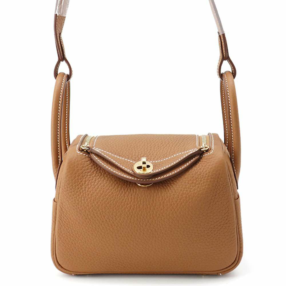 エルメス ハンドバッグ リンディ ミニ ゴールド/ゴールド金具 トリヨンクレマンス K刻印 HERMES 2wayショルダー