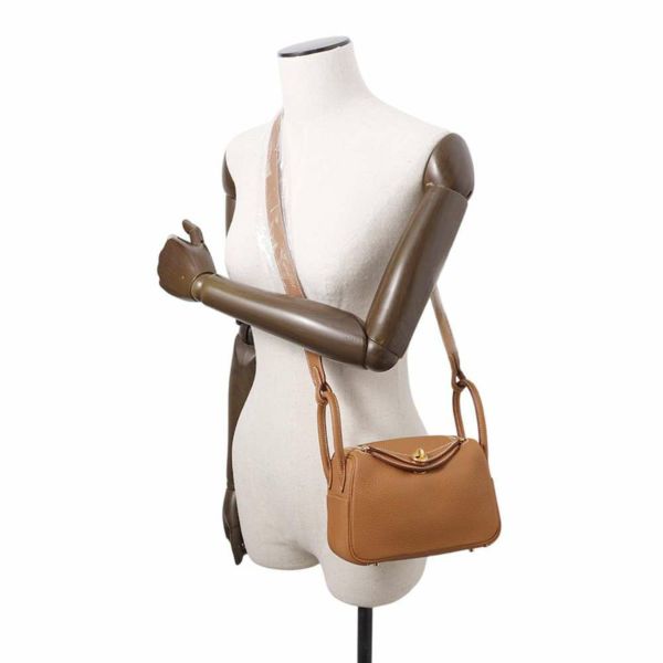 エルメス ハンドバッグ リンディ ミニ ゴールド/ゴールド金具 トリヨンクレマンス K刻印 HERMES 2wayショルダー