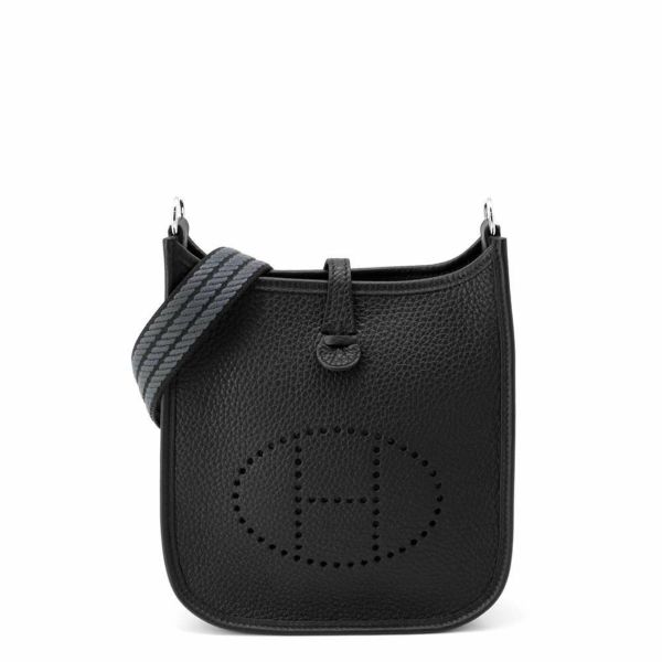 エルメス エブリンTPM アマゾンサングル コルダージュ ブラック/グリミスティ/シルバー金具 トリヨンクレマンス K刻印 黒