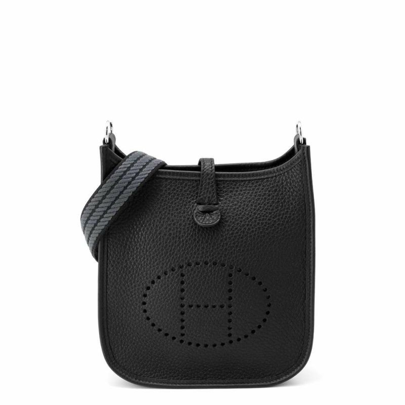 エルメス エブリンTPM アマゾンサングル コルダージュ ブラック/グリミスティ/シルバー金具 トリヨンクレマンス K刻印 黒