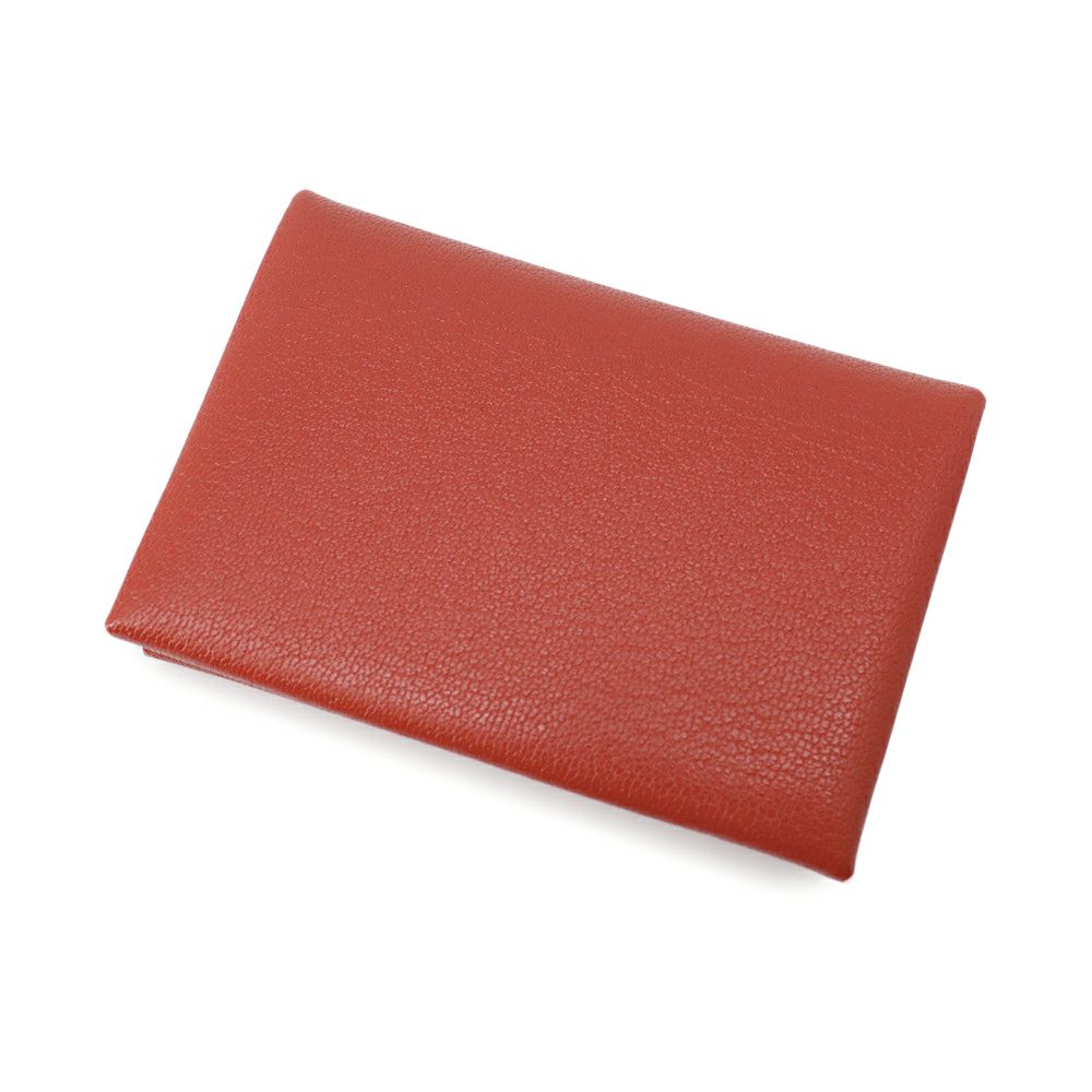 エルメス コインケース カルヴィ デュオ ルージュクー/シルバー金具 シェブルミゾル W刻印 財布