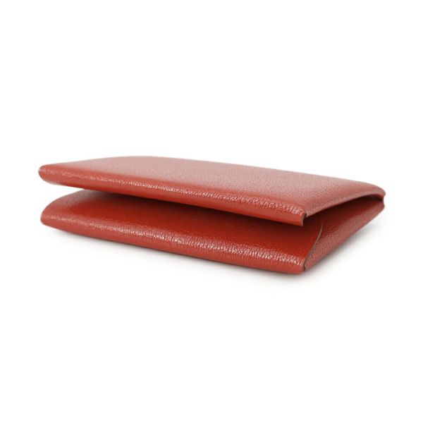 エルメス コインケース カルヴィ デュオ ルージュクー/シルバー金具 シェブルミゾル W刻印 財布