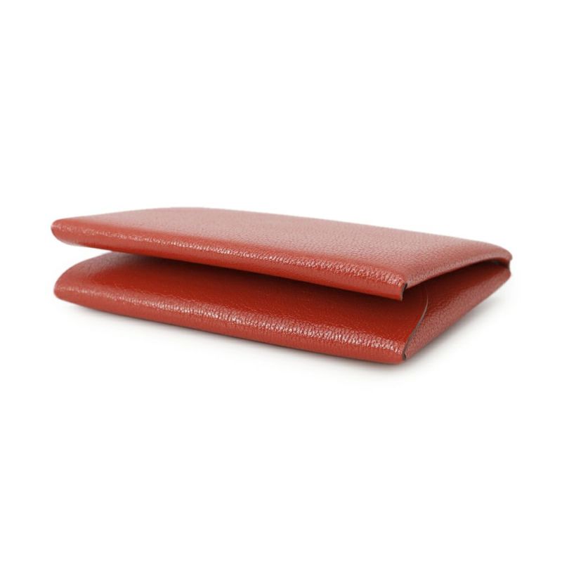 エルメス コインケース カルヴィ デュオ ルージュクー/シルバー金具 シェブルミゾル W刻印 財布