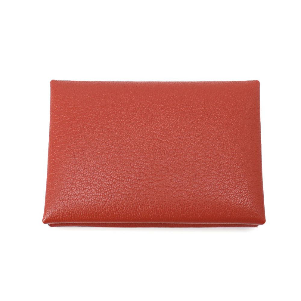 エルメス コインケース カルヴィ デュオ ルージュクー/シルバー金具 シェブルミゾル W刻印 財布
