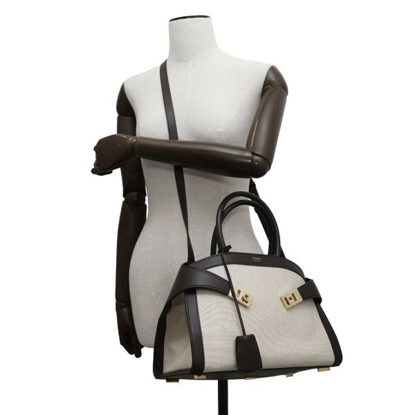 フェラガモ ハンドバッグ ハグ Hug S キャンバス カーフレザー 216377 Ferragamo 2way