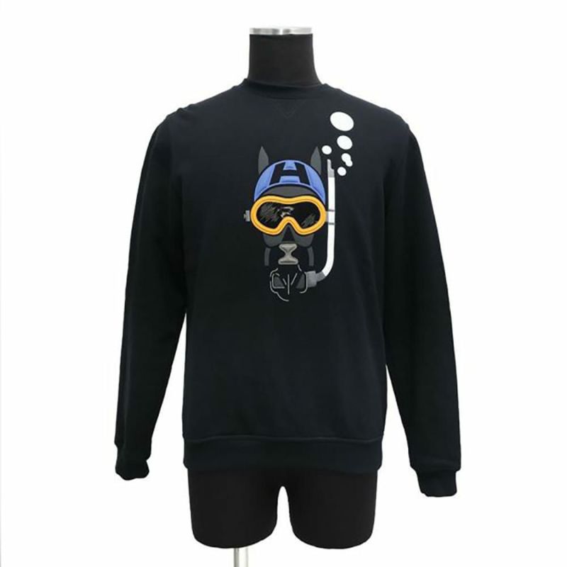 エルメス スウェット Scub'H コットン メンズサイズS HERMES トップス 黒 裏起毛