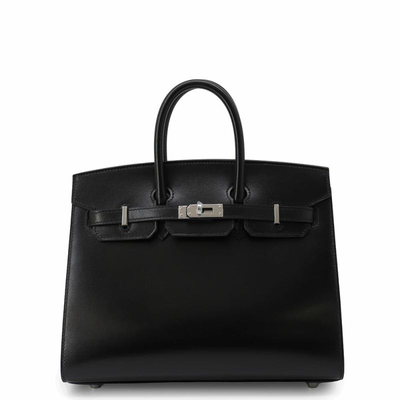 エルメス バーキン25 セリエ ブラック/シルバー金具 ボックスカーフ W刻印 HERMES Birkin ハンドバッグ 黒