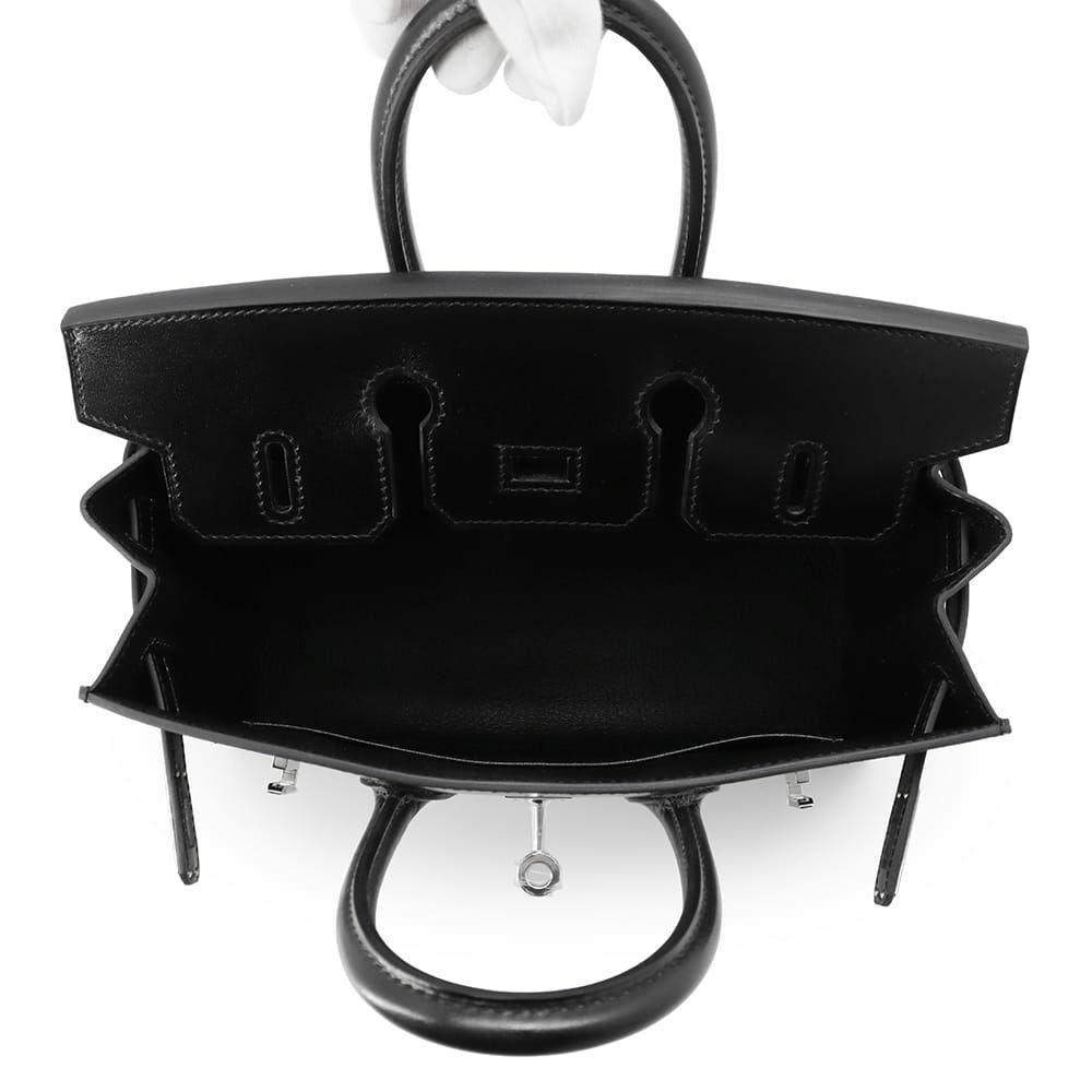 エルメス バーキン25 セリエ ブラック/シルバー金具 ボックスカーフ W刻印 HERMES Birkin ハンドバッグ 黒