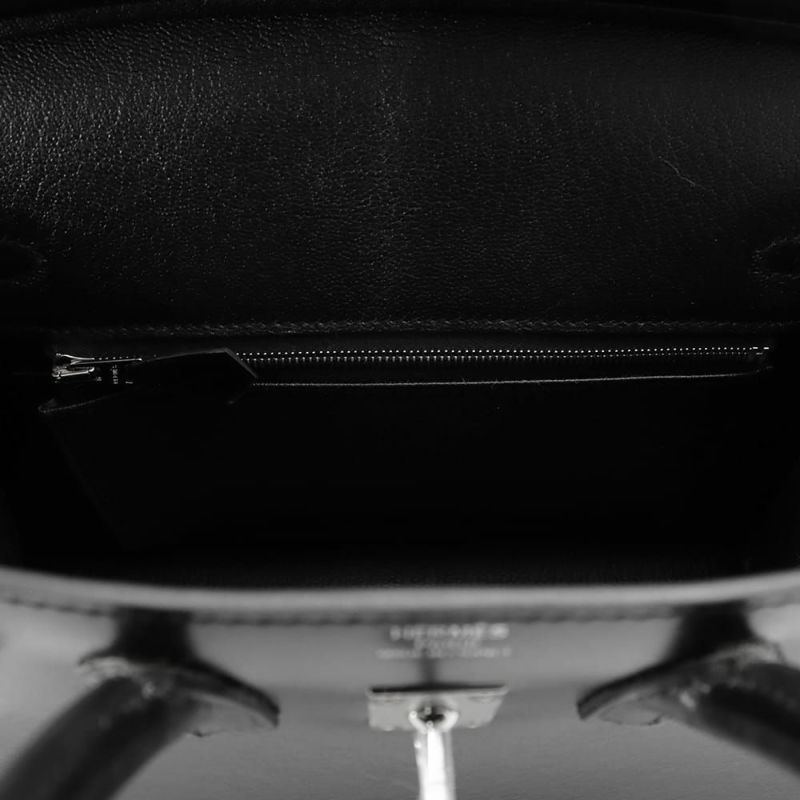 エルメス バーキン25 セリエ ブラック/シルバー金具 ボックスカーフ W刻印 HERMES Birkin ハンドバッグ 黒