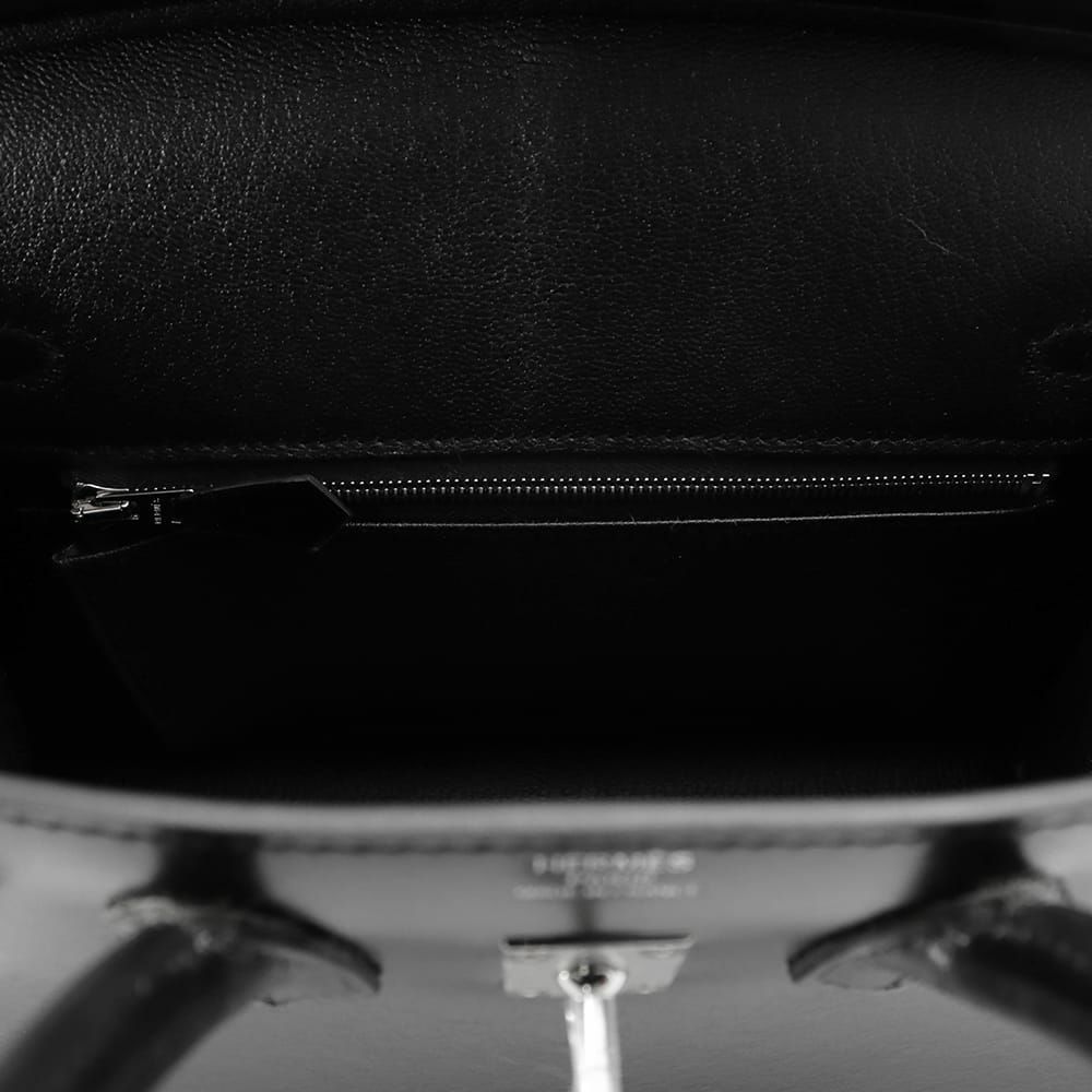 エルメス バーキン25 セリエ ブラック/シルバー金具 ボックスカーフ W刻印 HERMES Birkin ハンドバッグ 黒