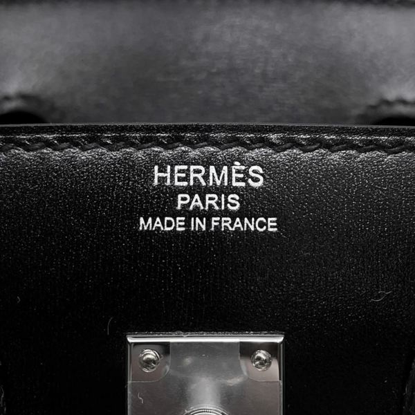 エルメス バーキン25 セリエ ブラック/シルバー金具 ボックスカーフ W刻印 HERMES Birkin ハンドバッグ 黒