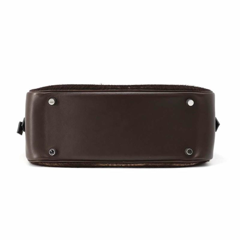 エルメス ハンドバッグ プリュム28 ブラウン/シルバー金具 ハラコ/スイフト □K刻印